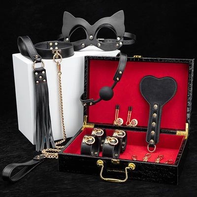 2kg Mujeres negras Adultos BDSM Conjunto SM Juguetes sexuales de cuero Conjunto de esclavitud de lujo