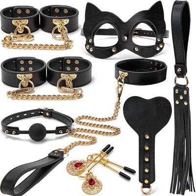 2kg Mujeres negras Adultos BDSM Conjunto SM Juguetes sexuales de cuero Conjunto de esclavitud de lujo
