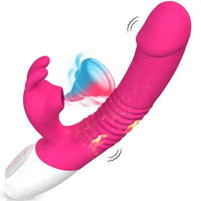 300g USB Recarga Vibrator juguete sexual conejo rosa masajeador personal calefacción empuje