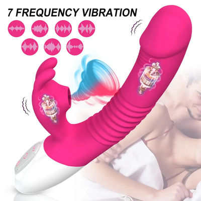 300g USB Recarga Vibrator juguete sexual conejo rosa masajeador personal calefacción empuje