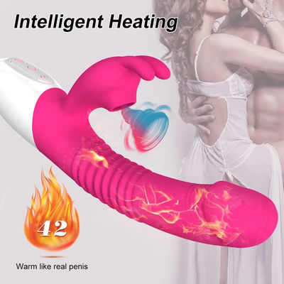 300g USB Recarga Vibrator juguete sexual conejo rosa masajeador personal calefacción empuje