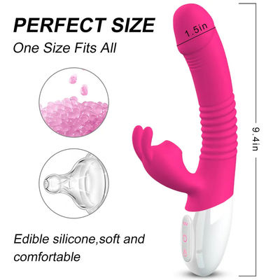 300g USB Recarga Vibrator juguete sexual conejo rosa masajeador personal calefacción empuje
