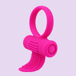 Rosa CE anillo de lengua vibrante clítoris anillo de dildo vibrador 85.8mm x 46.3mm x 8.2mm