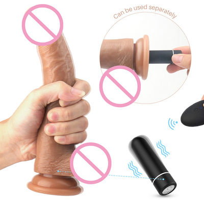 Mujeres Vibrator de sexo remoto Penis de plástico juguetes sexuales vibrantes Dildos de goma de silicona