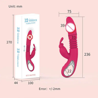 Vibrator de 12 frecuencias juguete sexual usb recargable estimulador femenino dildo telescópico calefacción