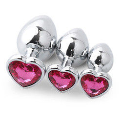 Sexo LED Plug anal grande juguetes sexuales de metal en forma de corazón ropa interior Plug de cola