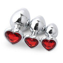 Extremo Sexo rosa Plug anal de acero inoxidable Plug trasero enorme Plug de corazón Juguetes de cola