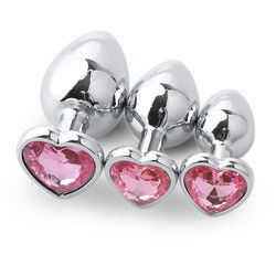 Extremo Sexo rosa Plug anal de acero inoxidable Plug trasero enorme Plug de corazón Juguetes de cola