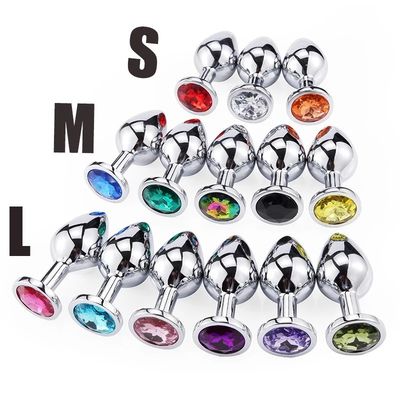 Mujeres Hombres Plug Anal juguetes sexuales dilatador de metal cristal trasero Plug con joya
