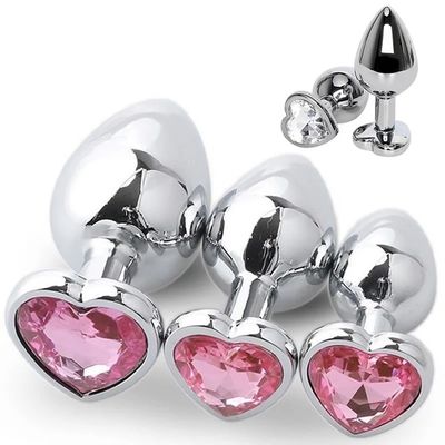 Juguete de masturbación masculina en forma de corazón Vibrante trasero Dildo Multicolor Juguete de culo de metal