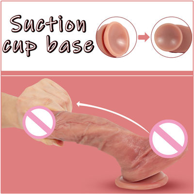 418g de carne marrón de silicona Dildo suave ROHS realista pene masculino y femenino Dildo