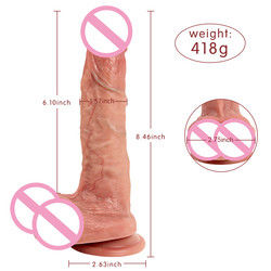 418g de carne marrón de silicona Dildo suave ROHS realista pene masculino y femenino Dildo