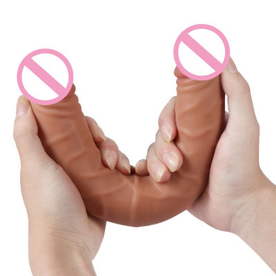 Hombres Mujeres Dildo Sexo Juguetes sexuales de goma Marrón Carne Superficie 30,5 X 4cm 430g