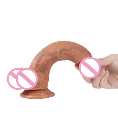 Carne marrón de silicona de verdad Mujeres Dildo Sexo Hombre Penis juguete ROHS