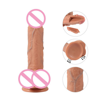 Carne marrón de silicona de verdad Mujeres Dildo Sexo Hombre Penis juguete ROHS
