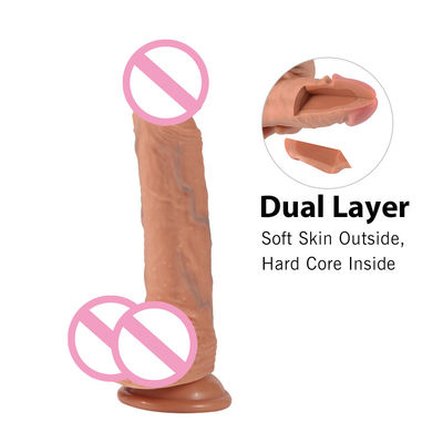 Carne marrón de silicona de verdad Mujeres Dildo Sexo Hombre Penis juguete ROHS