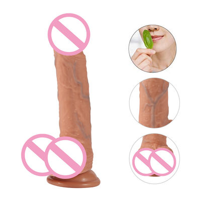 Carne marrón de silicona de verdad Mujeres Dildo Sexo Hombre Penis juguete ROHS