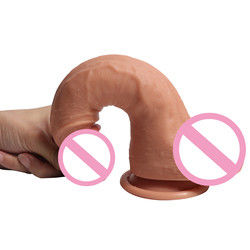 Hombre 14 x 4cm Juguetes de pene realista líquido suave silicona falso Juguetes sexuales de pene realista