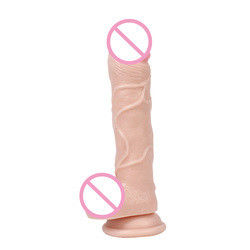 21.5 X 4cm 350g Dildo de silicona líquida Marrón Carne Hiper realista Dildo para mujeres