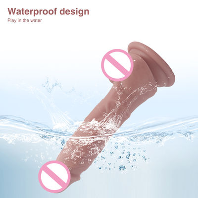 XS-WBB10018 Penis masculino realista Dildo líquido suave silicona goma juguete sexual para mujeres fuerte vaso de succión manos-F