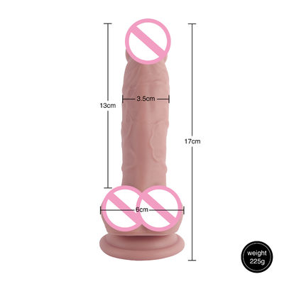 XS-WBB10018 Penis masculino realista Dildo líquido suave silicona goma juguete sexual para mujeres fuerte vaso de succión manos-F