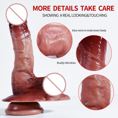 6.7 pulgadas Pequeño Dildo Realista 227g Marrón Silicona Dildo Para Mujeres