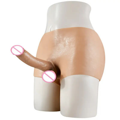 Los hombres ropa interior masculino pene artificial correa en calzoncillos de dildo hueco sólido 820g