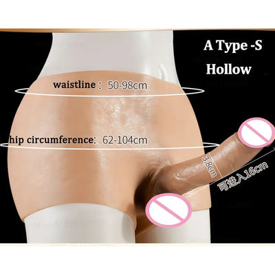 Los hombres ropa interior masculino pene artificial correa en calzoncillos de dildo hueco sólido 820g