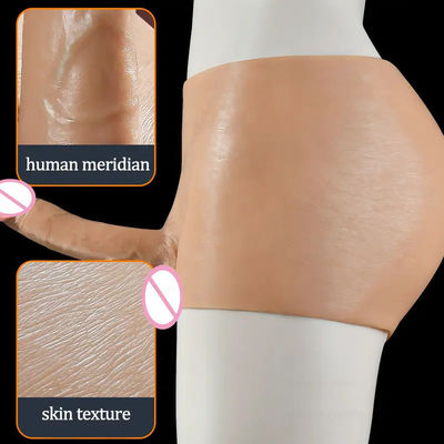 Los hombres ropa interior masculino pene artificial correa en calzoncillos de dildo hueco sólido 820g