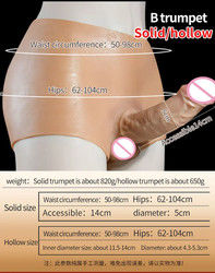 Los hombres ropa interior masculino pene artificial correa en calzoncillos de dildo hueco sólido 820g