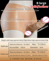 Los hombres ropa interior masculino pene artificial correa en calzoncillos de dildo hueco sólido 820g