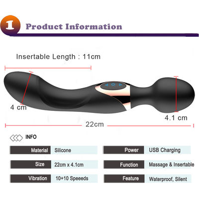 22CM Mujeres personales AV Varita ODM 300g Vibrator del clítoris Masajista de varita recargable