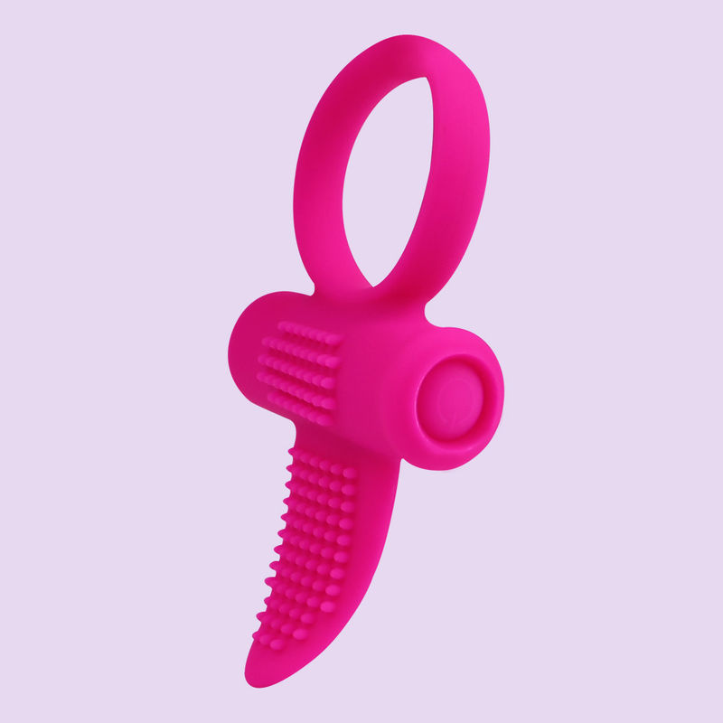 Rosa CE anillo de lengua vibrante clítoris anillo de dildo vibrador 85.8mm x 46.3mm x 8.2mm
