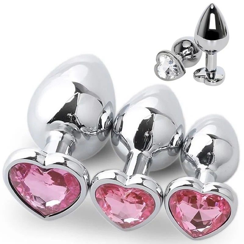 Juguete de masturbación masculina en forma de corazón Vibrante trasero Dildo Multicolor Juguete de culo de metal