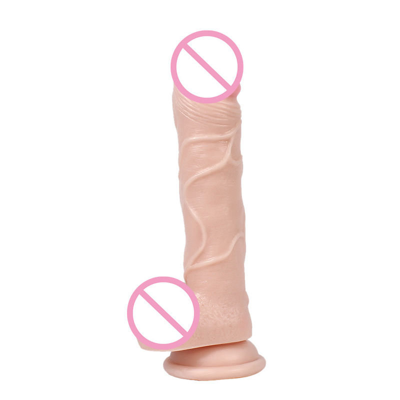 21.5 X 4cm 350g Dildo de silicona líquida Marrón Carne Hiper realista Dildo para mujeres