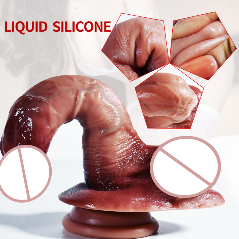 6.7 pulgadas Pequeño Dildo Realista 227g Marrón Silicona Dildo Para Mujeres